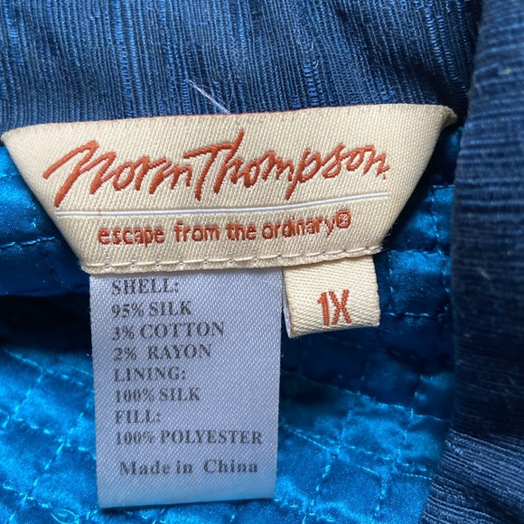 Norm Thompson Teal and Navy Embroidered Jacket sz 1X - Picture 5 of 8